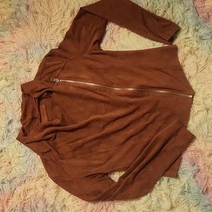 Blank NYC faux suede drape moto zip jacket women's size small